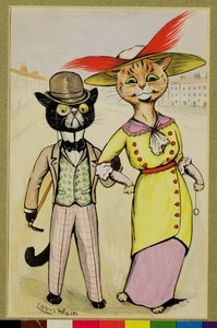 現代の「アリーとアリエット」、1913年（ガッシュ） 作： Louis Wain